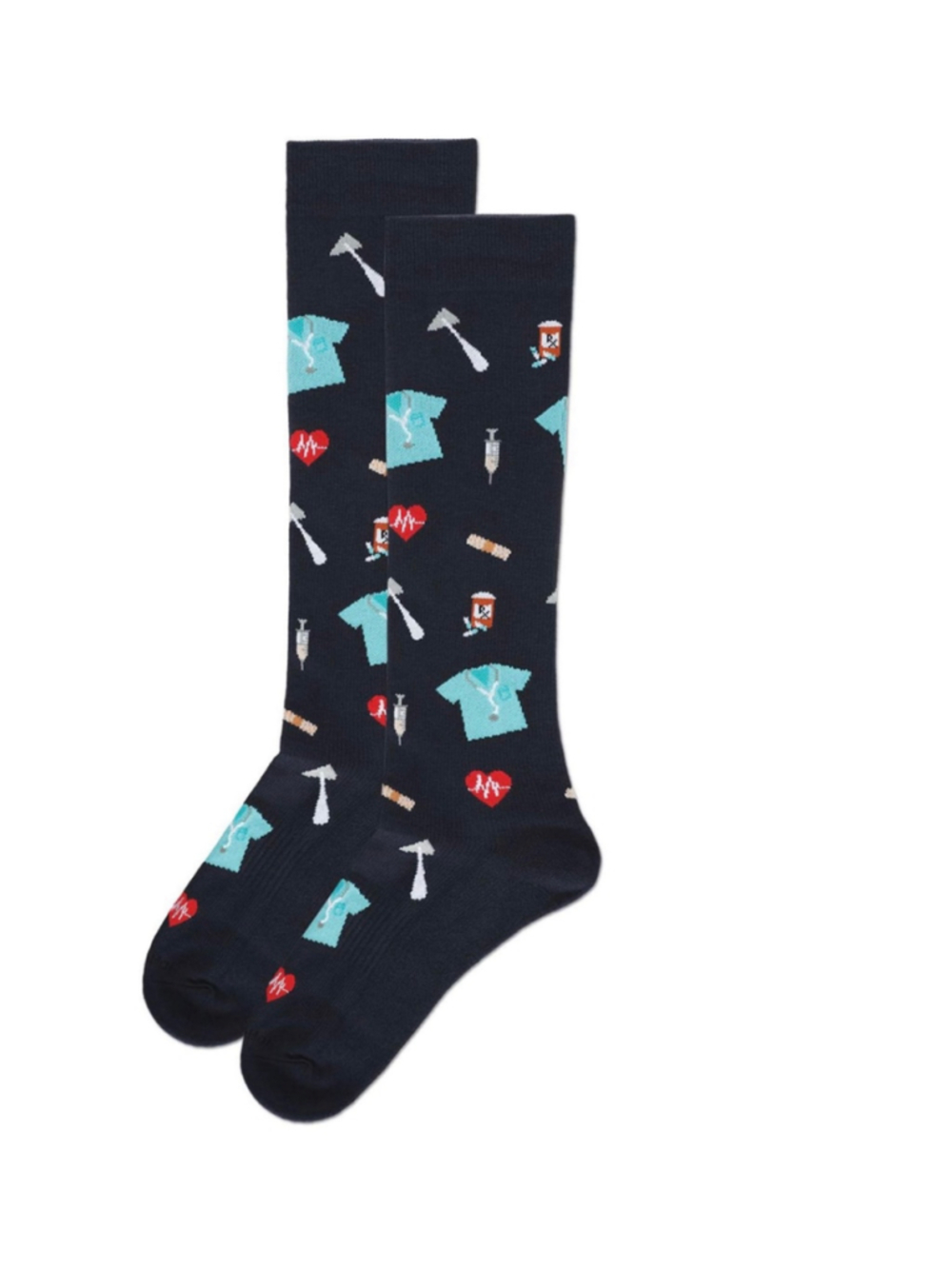 MeMoi Navy Blue Medical Themed Mild Compression Socks Size M (9-11)